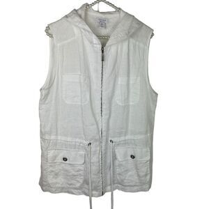 Kenar Shirt  Woman’s Large 100% linen Cover Up Tunic Hooded beach coastal sporty